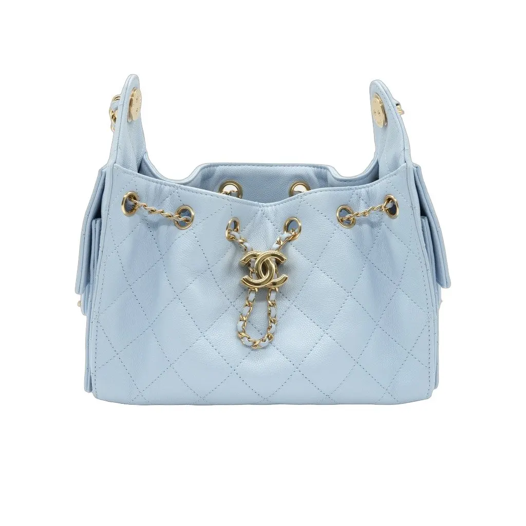 Chanel 25 Mini Handbag Black Grained Calfskin Leather Black Leather Very good - Front View