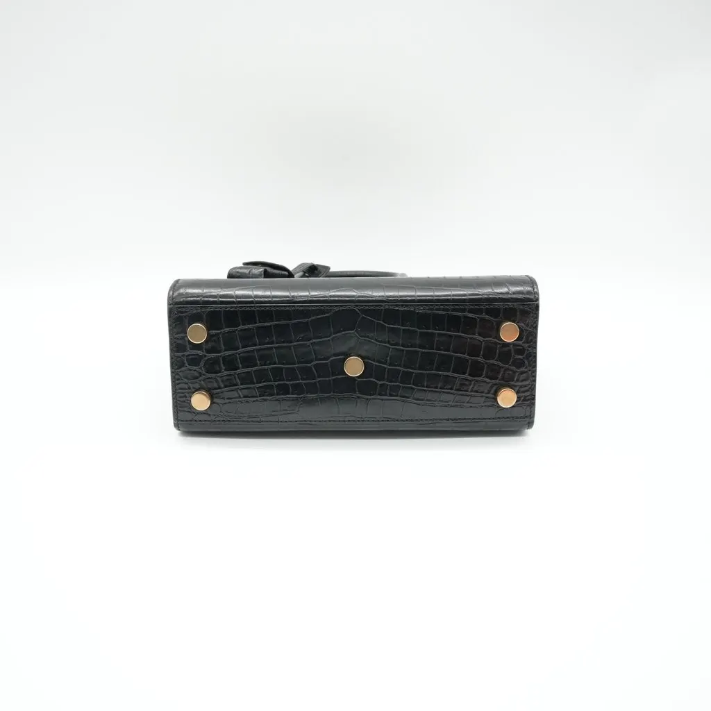 Saint Laurent Sac De Jour Small Tote Black Croco Embossed Black Leather Good - Inside View