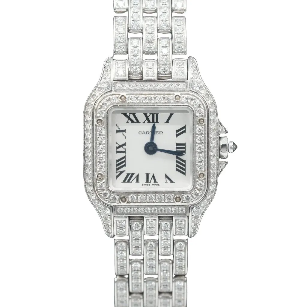Cartier Panthere De Cartier Watch Mini Model, 18K White Gold, Diamond White Very good - Front View