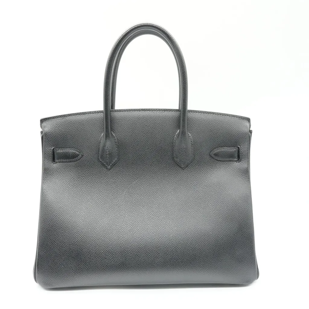 Hermès Birkin 30 Epsom Noir Stamp:Y(2020) Black Leather Fair - Back View