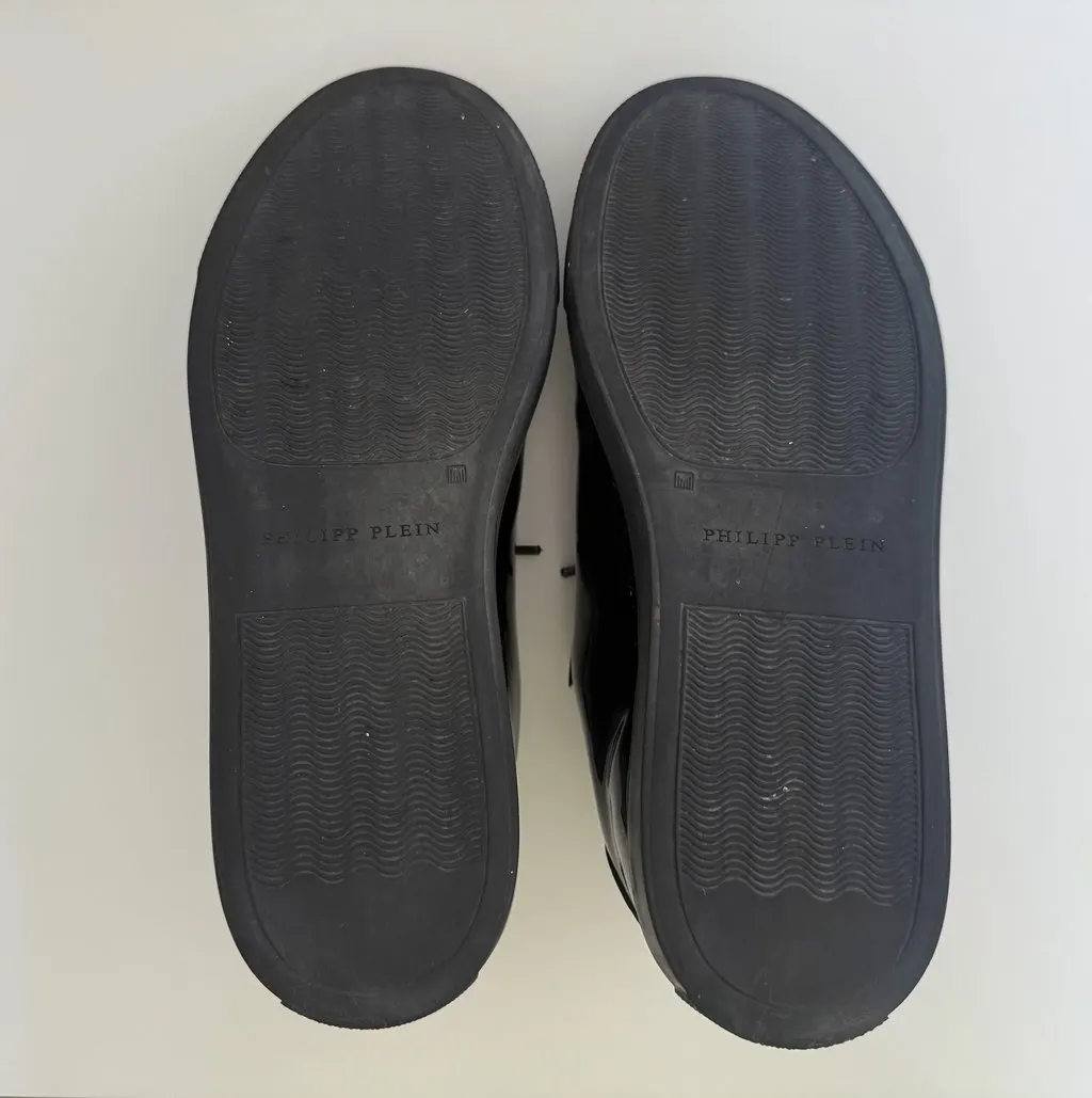 Philipp Plein Philipp Plein Low-Top Patent Leather Sneakers Black Leather Very good - Model View
