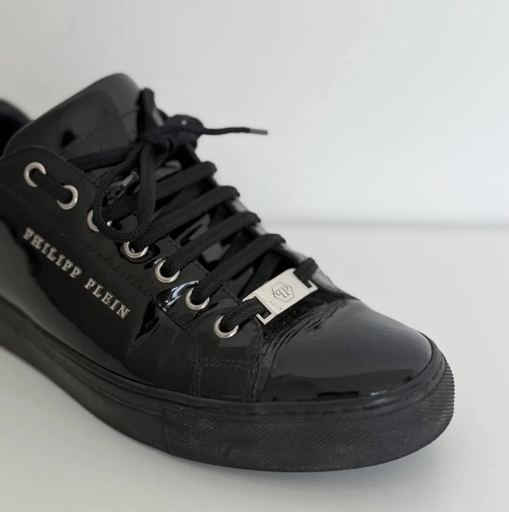 Philipp Plein Philipp Plein Low-Top Patent Leather Sneakers Black Leather Very good - Box View