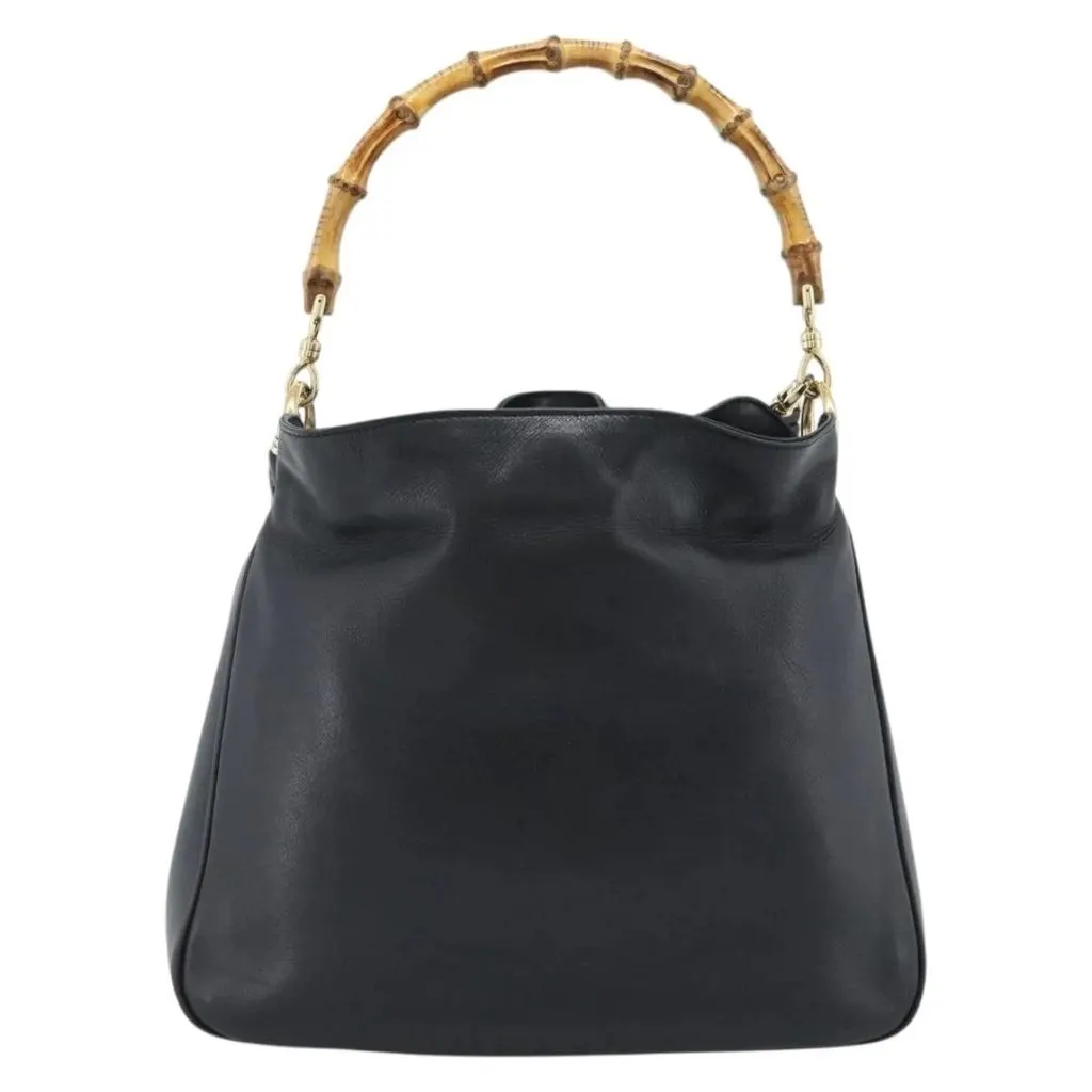 Gucci Hand bag Black Leather Good - Back View
