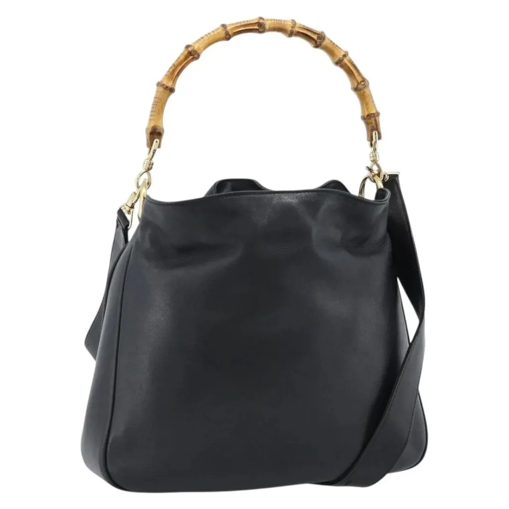 Gucci Hand bag Black Leather Good - Front View