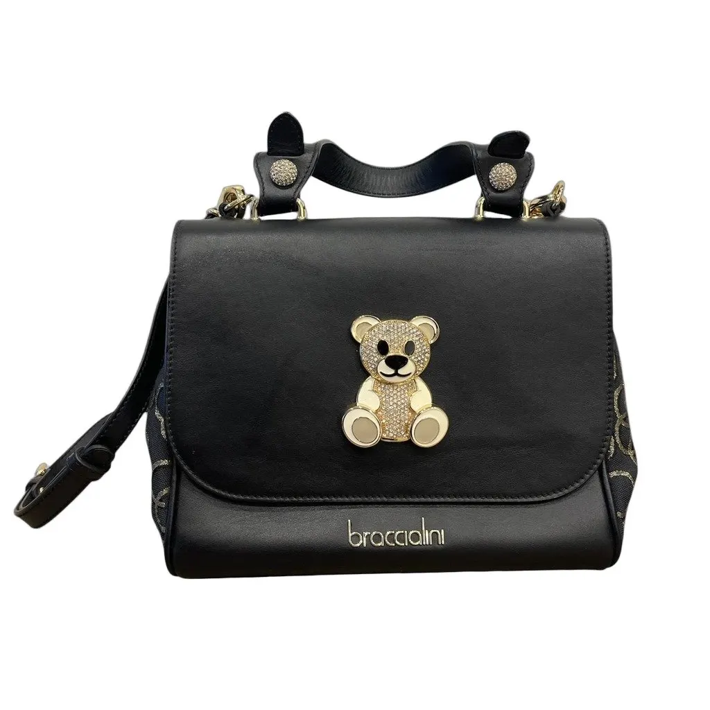 Braccialini Iris Orsetto Black Leather Never worn - Front View