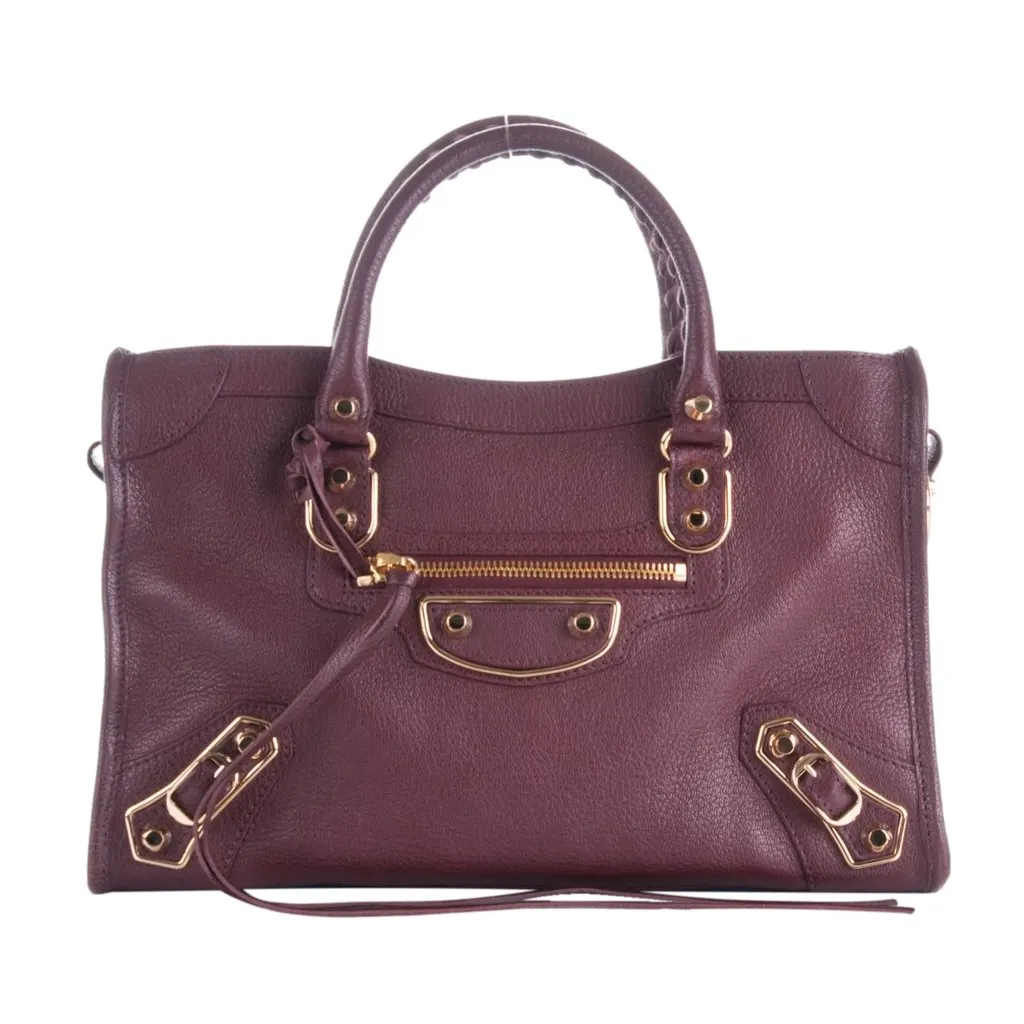 Balenciaga City Prune Purple Goat Leather Small Shoulder Bag Purple Leather Never worn - Front View