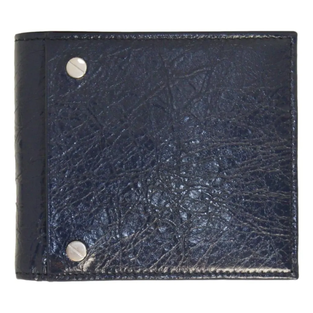Balenciaga Cash Square Blue Arena Leather Bifold Wallet Blue Leather Never worn - Front View