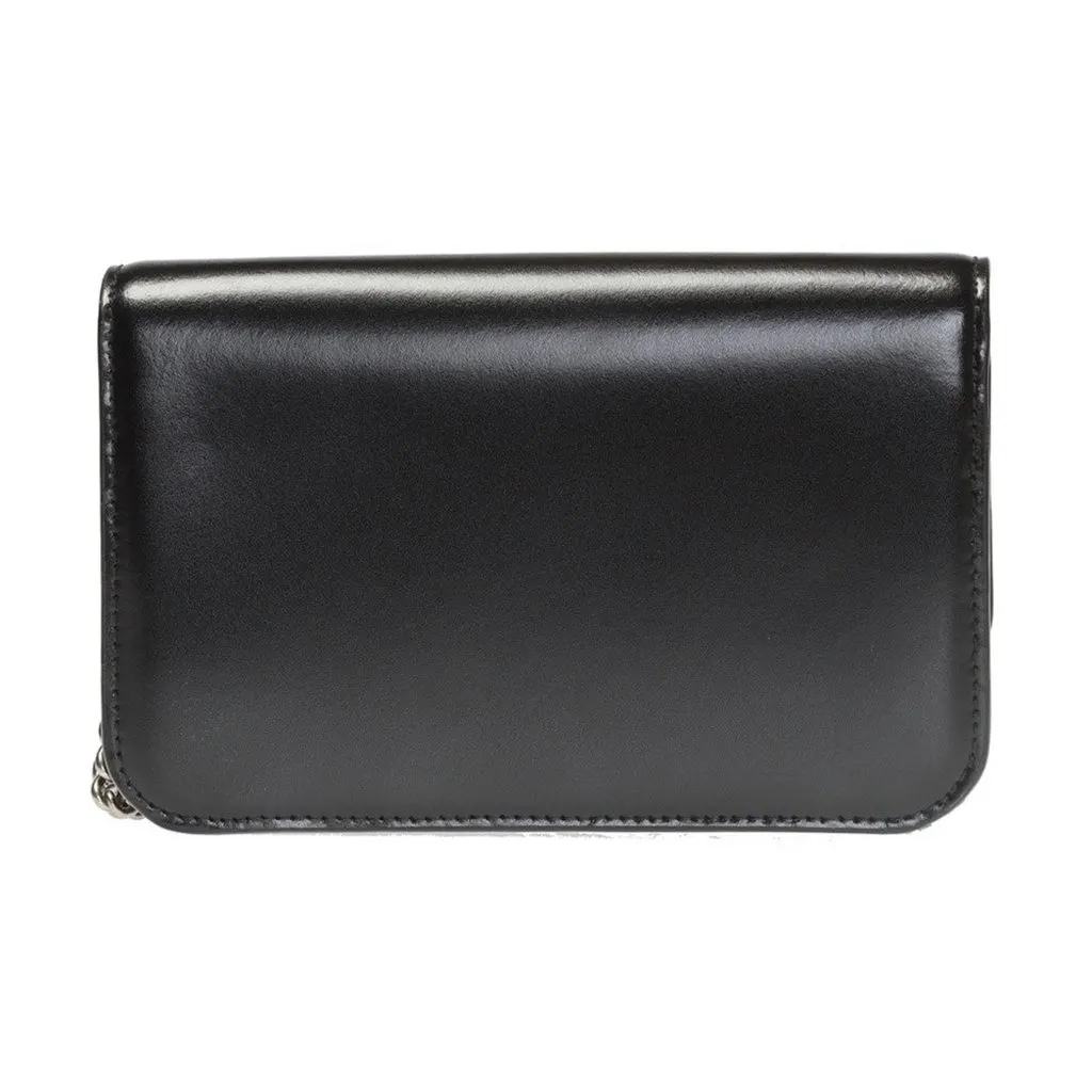 Balenciaga Balenciaga Black Calfskin Leather Silver Logo Chain Wallet Bag Black Leather Never worn - Inside View