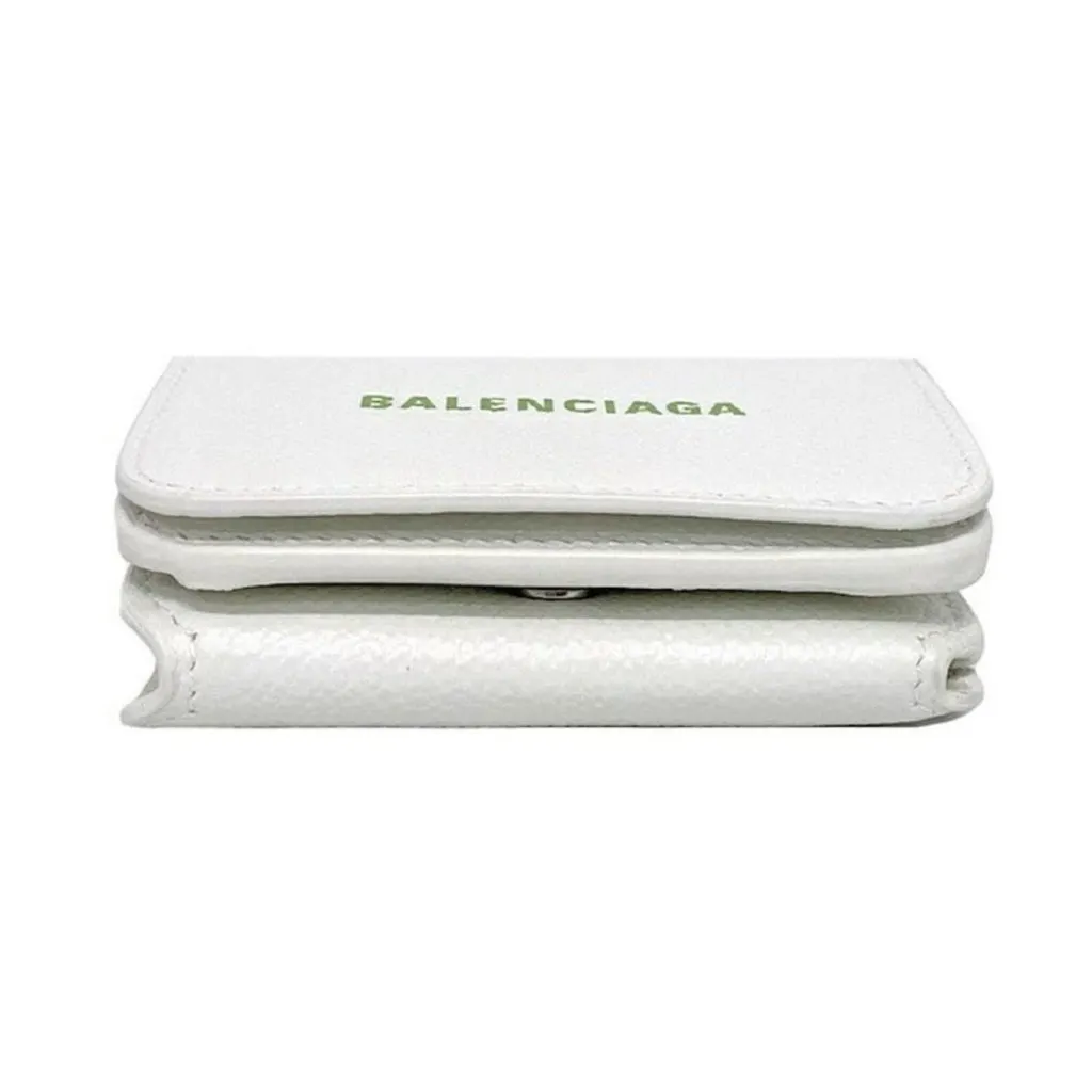 Balenciaga Everyday White Leather Logo Mini Trifold Wallet White Leather Never worn - Inside View