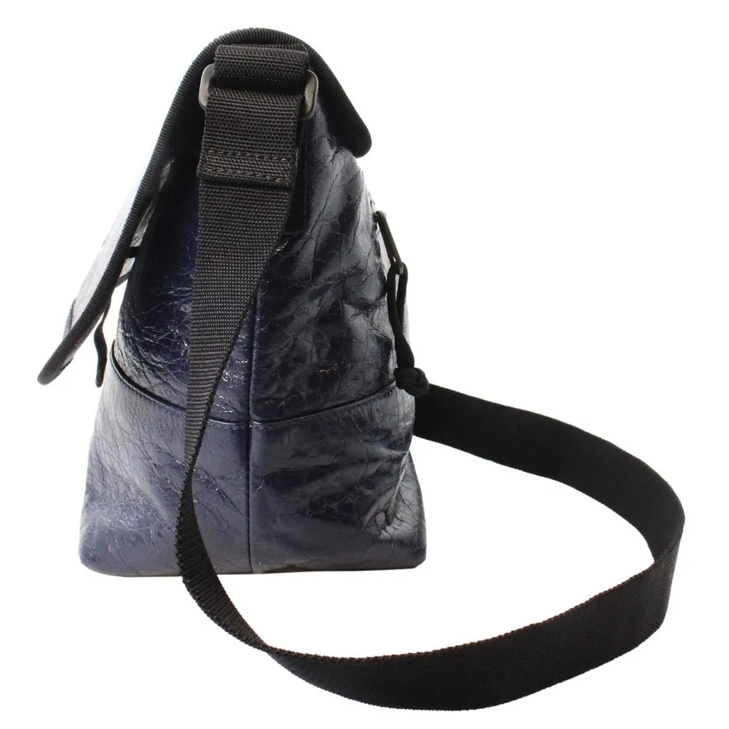 Balenciaga Arena Blue Lambskin Leather Flap Messenger Bag Black Leather Never worn - Inside View