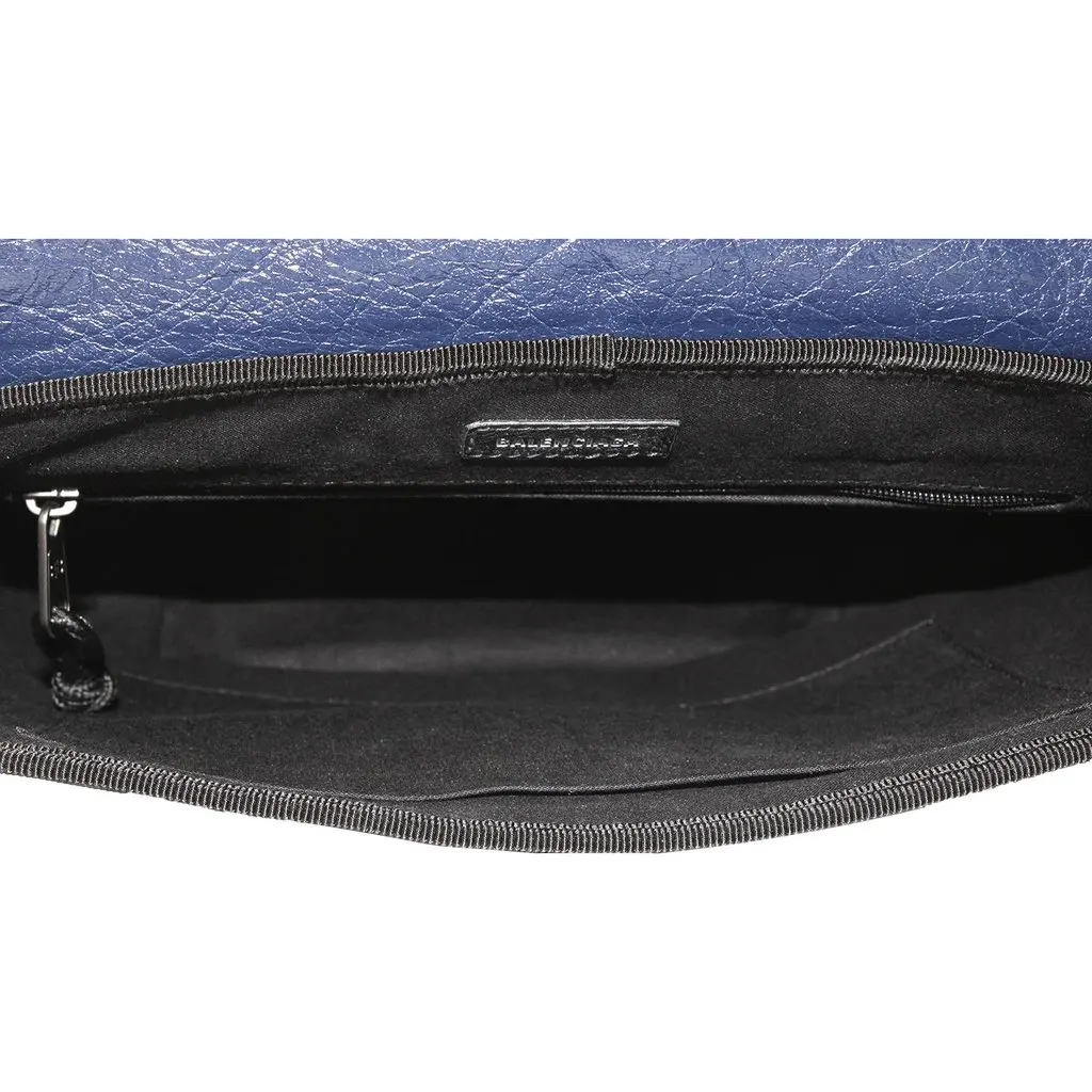 Balenciaga Arena Blue Lambskin Leather Flap Messenger Bag Black Leather Never worn - Box View