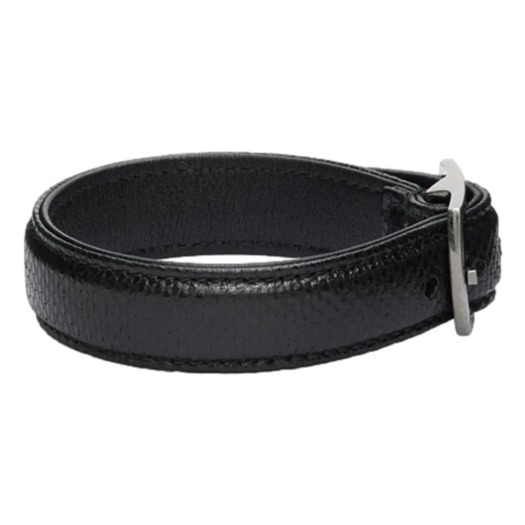 Saint Laurent Black Leather Snake Embossed Buckle Bracelet Black Leather Never worn - Back View