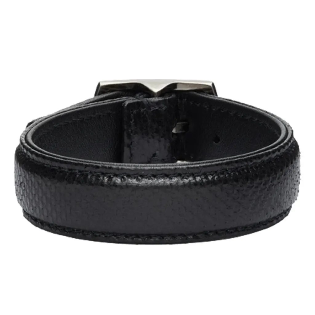 Saint Laurent Black Leather Snake Embossed Buckle Bracelet Black Leather Never worn - Inside View