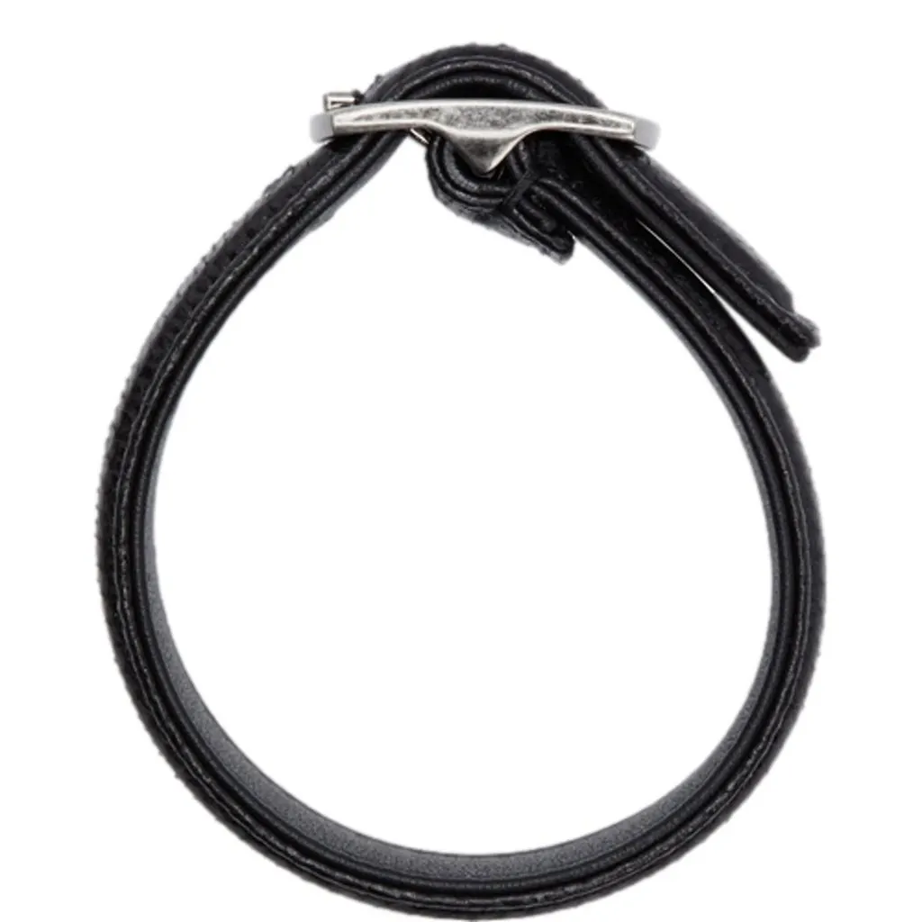 Saint Laurent Black Leather Snake Embossed Buckle Bracelet Black Leather Never worn - Model View