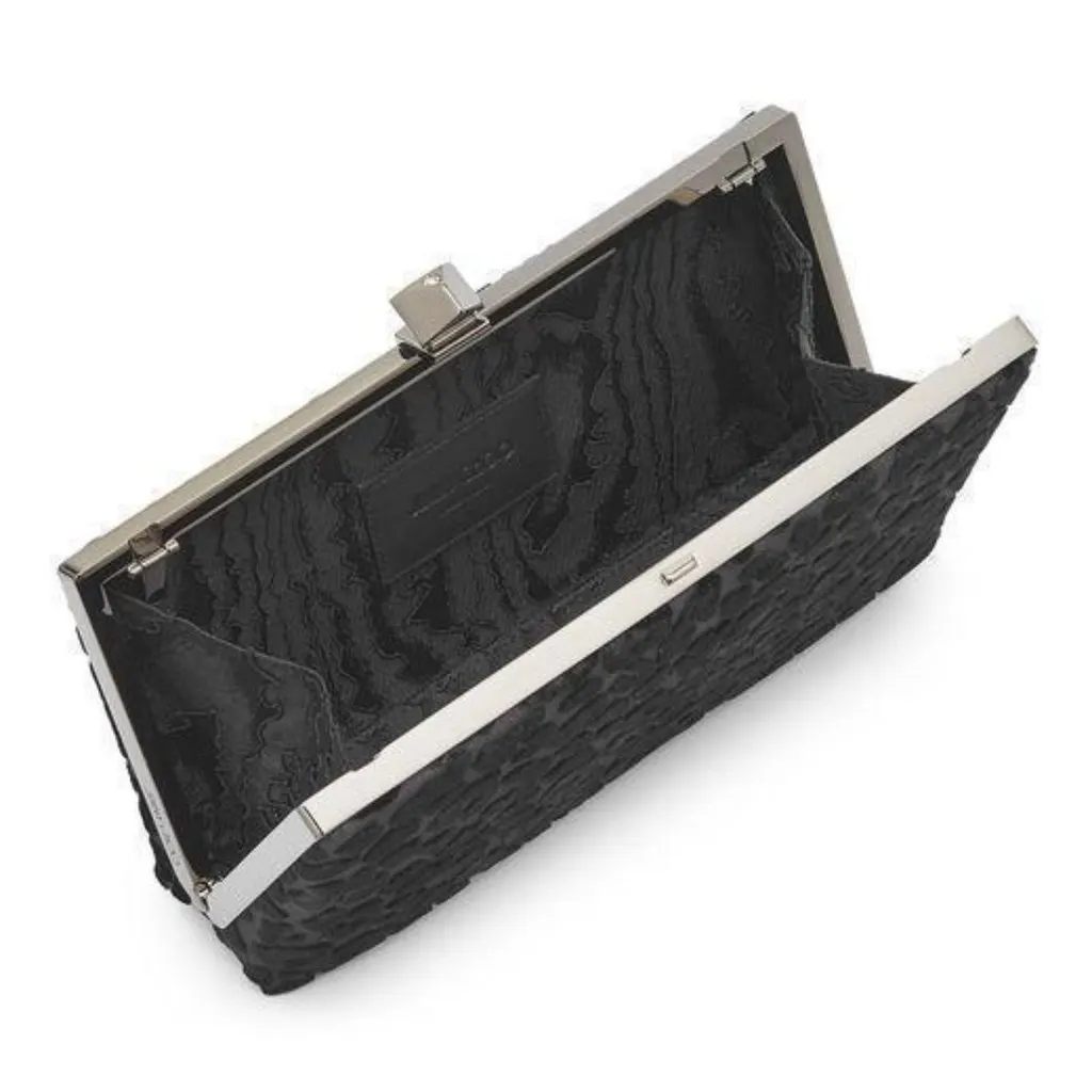 Jimmy Choo Jimmy Choo Celeste Black Devore Velvet Leopard Clutch Bag Black Leather Never worn - Inside View