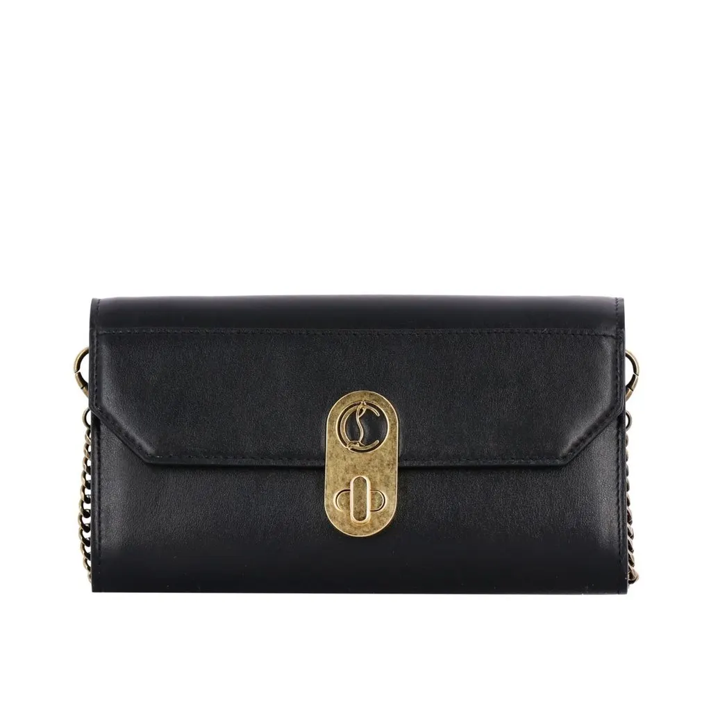 Christian Louboutin Christian Louboutin Elisa Black Paris Convertible Shoulder Belt Bag Black Leather Never worn - Front View