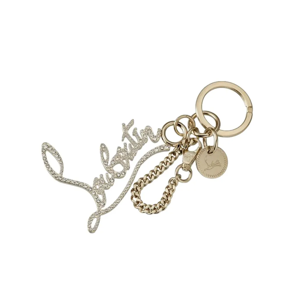 Christian Louboutin Christian Louboutin Logo Gold and Crystal Keyring Gold Never worn - Front View