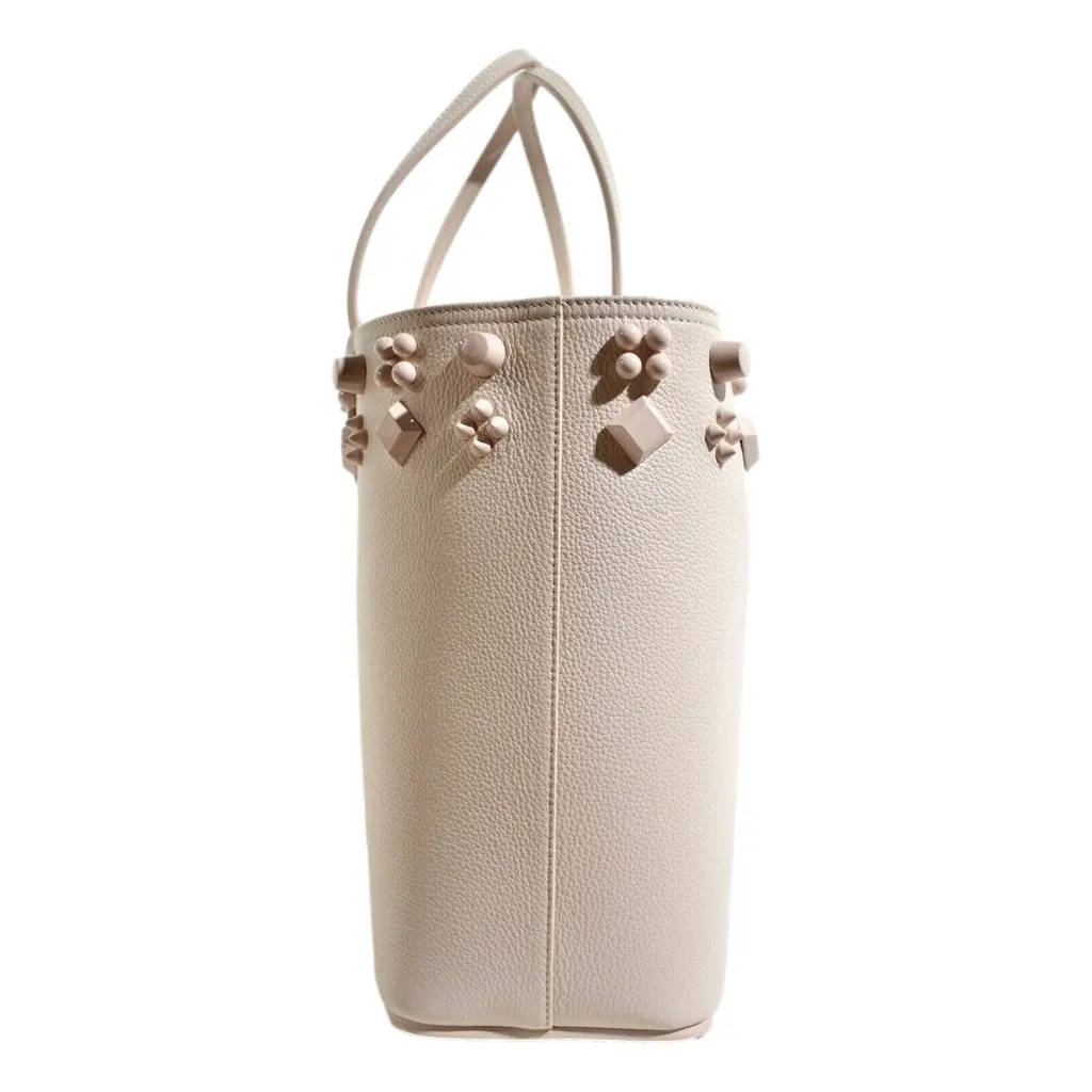 Christian Louboutin Christian Louboutin Cabata Spike Large Tote Leche Ivory Leather Shoulder Bag White Leather Never worn - Box View
