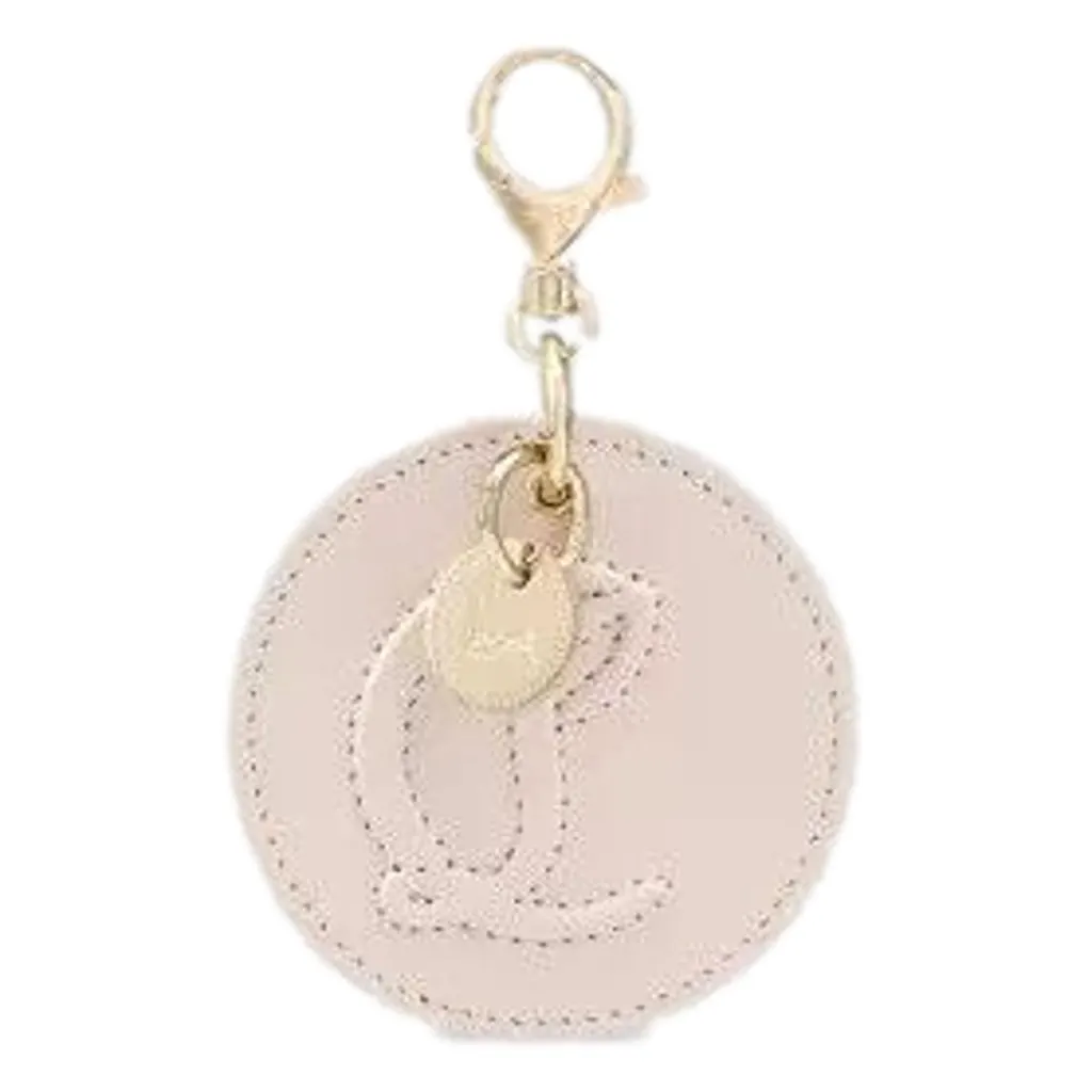 Christian Louboutin Round Leather Logo Leche Cream Bag Charm Keychain White Leather Never worn - Front View