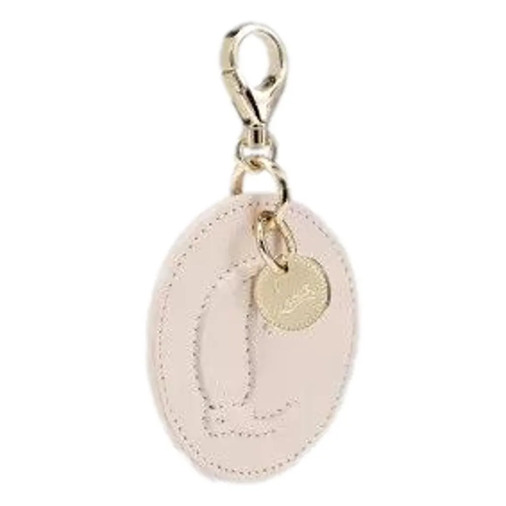 Christian Louboutin Round Leather Logo Leche Cream Bag Charm Keychain White Leather Never worn - Back View