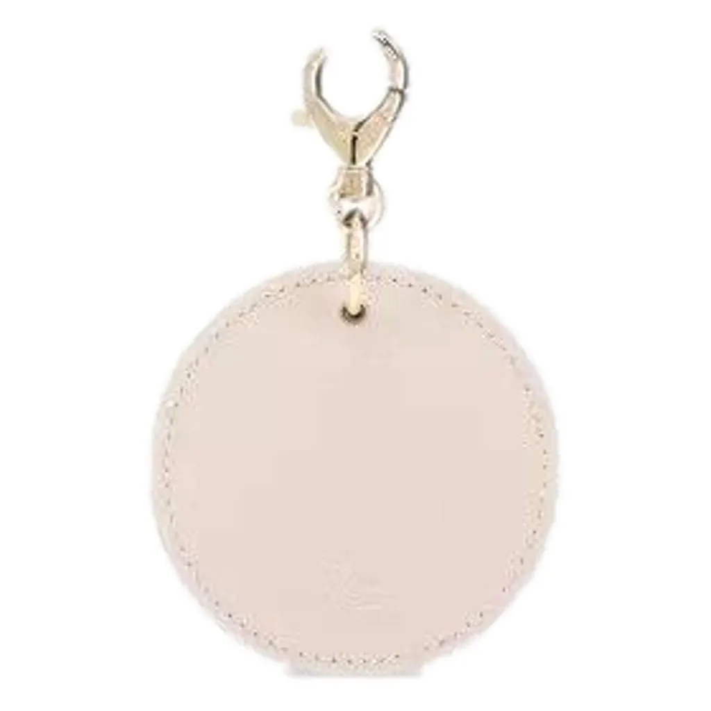 Christian Louboutin Round Leather Logo Leche Cream Bag Charm Keychain White Leather Never worn - Inside View