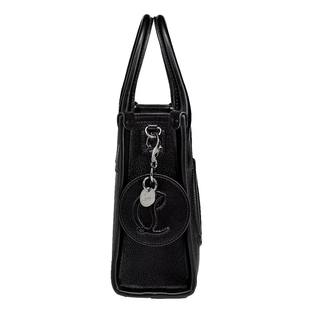 Christian Louboutin Round Leather Logo Black Bag Charm Keychain Black Leather Never worn - Model View