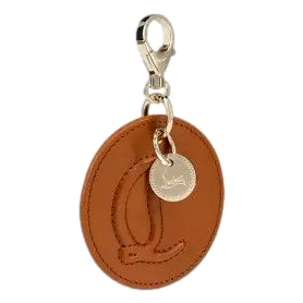 Christian Louboutin Round Leather Logo Brown Bag Charm Keychain Brown Leather Never worn - Inside View