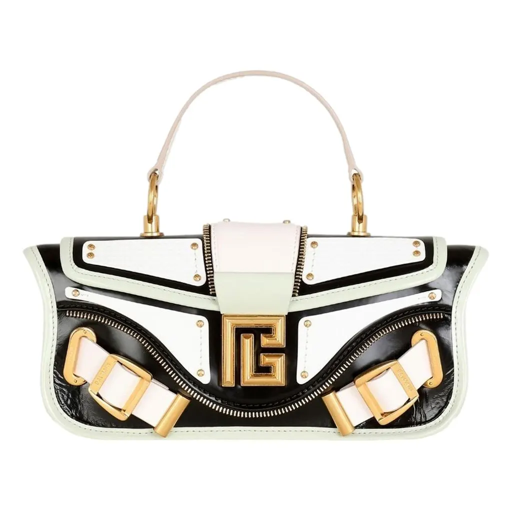 Balmain Blaze Mint Green Leather Baguette Top Handle Crossbody Bag Green Leather Never worn - Front View