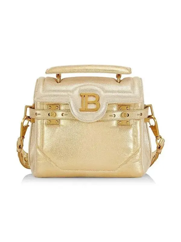 Balmain B-Buzz 23 Metallic Gold Tote Crossbody Shoulder Bag Calf Leather Gold Leather Never worn - Front View