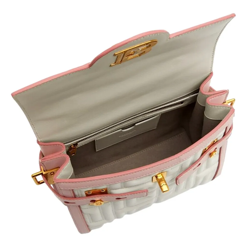 Balmain Balmain B-Buzz 23 Pink White Tote Crossbody Shoulder Bag Quilted Leather Pink Leather Never worn - Inside View