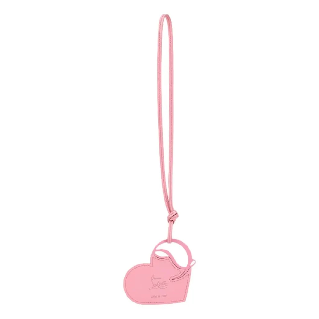 Christian Louboutin Leather Heart Calipso Pink Bag Charm Keychain