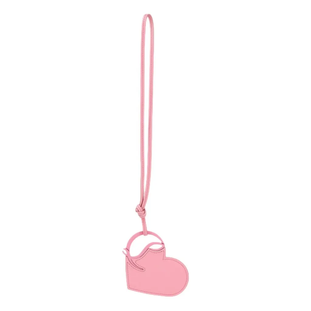 Christian Louboutin Leather Heart Calipso Pink Bag Charm Keychain Pink Leather Never worn - Back View