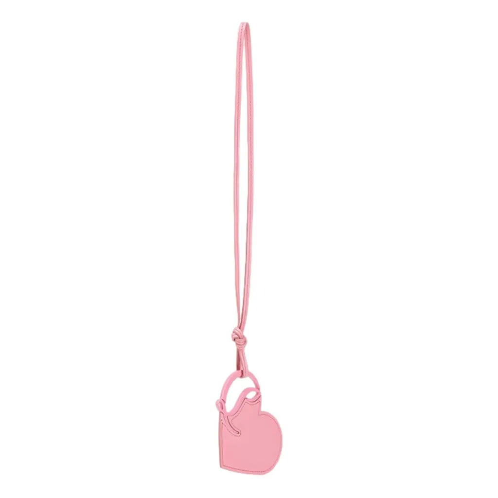 Christian Louboutin Leather Heart Calipso Pink Bag Charm Keychain Pink Leather Never worn - Inside View