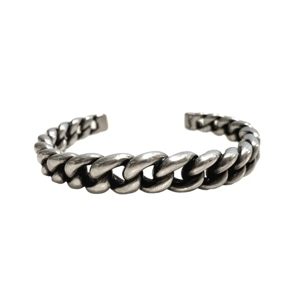 Saint Laurent Saint Laurent Silver Gunmetal Chain Link Cuff Bracelet Silver Never worn - Front View