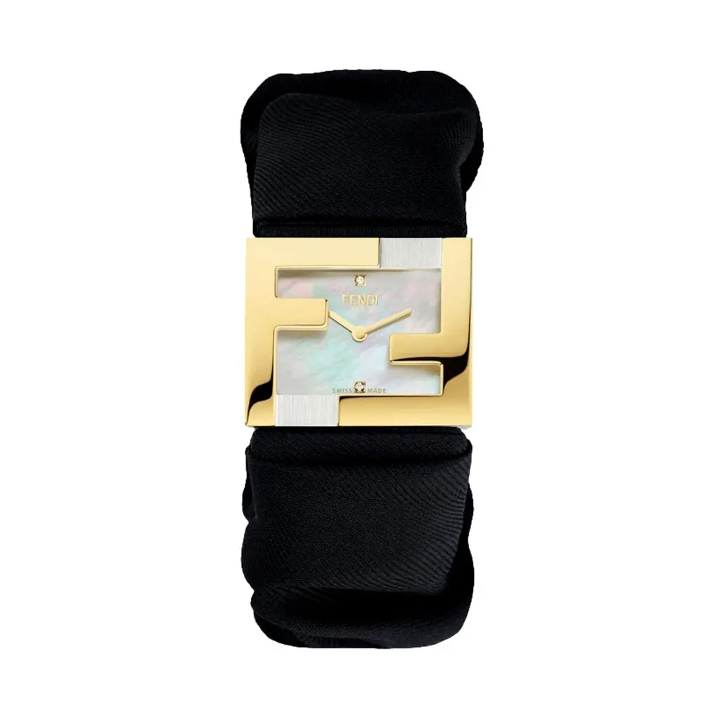 Fendi Fendimania Baguette Black Nylon Timepiece Watch Black Never worn - Front View