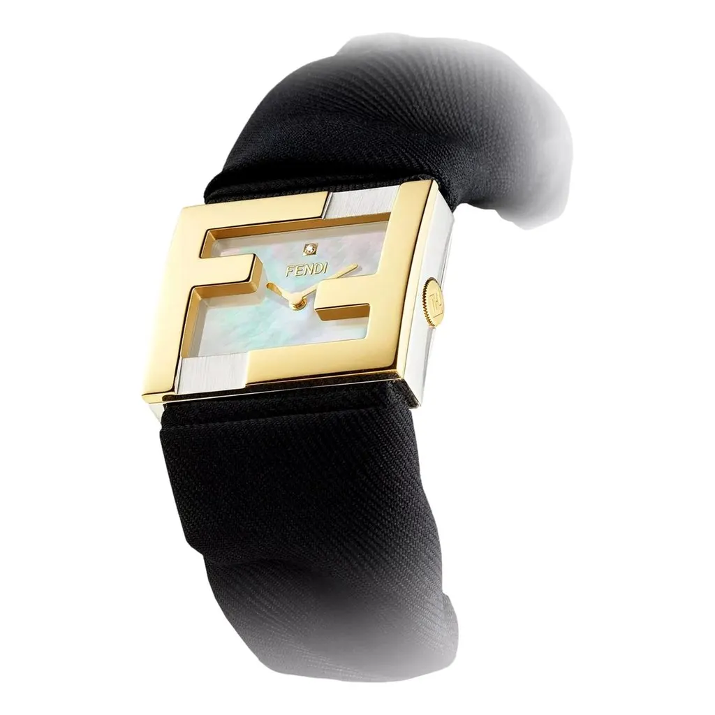 Fendi Fendimania Baguette Black Nylon Timepiece Watch Black Never worn - Back View