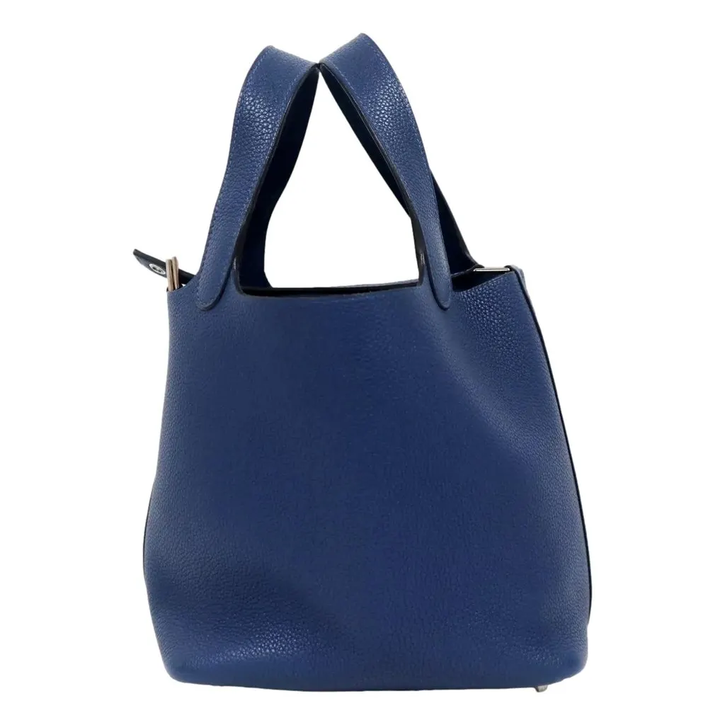 Hermès Picotin 18 Bleu Nuit Clemence Leather Tote Bag Blue MultiColor Leather Good - Front View