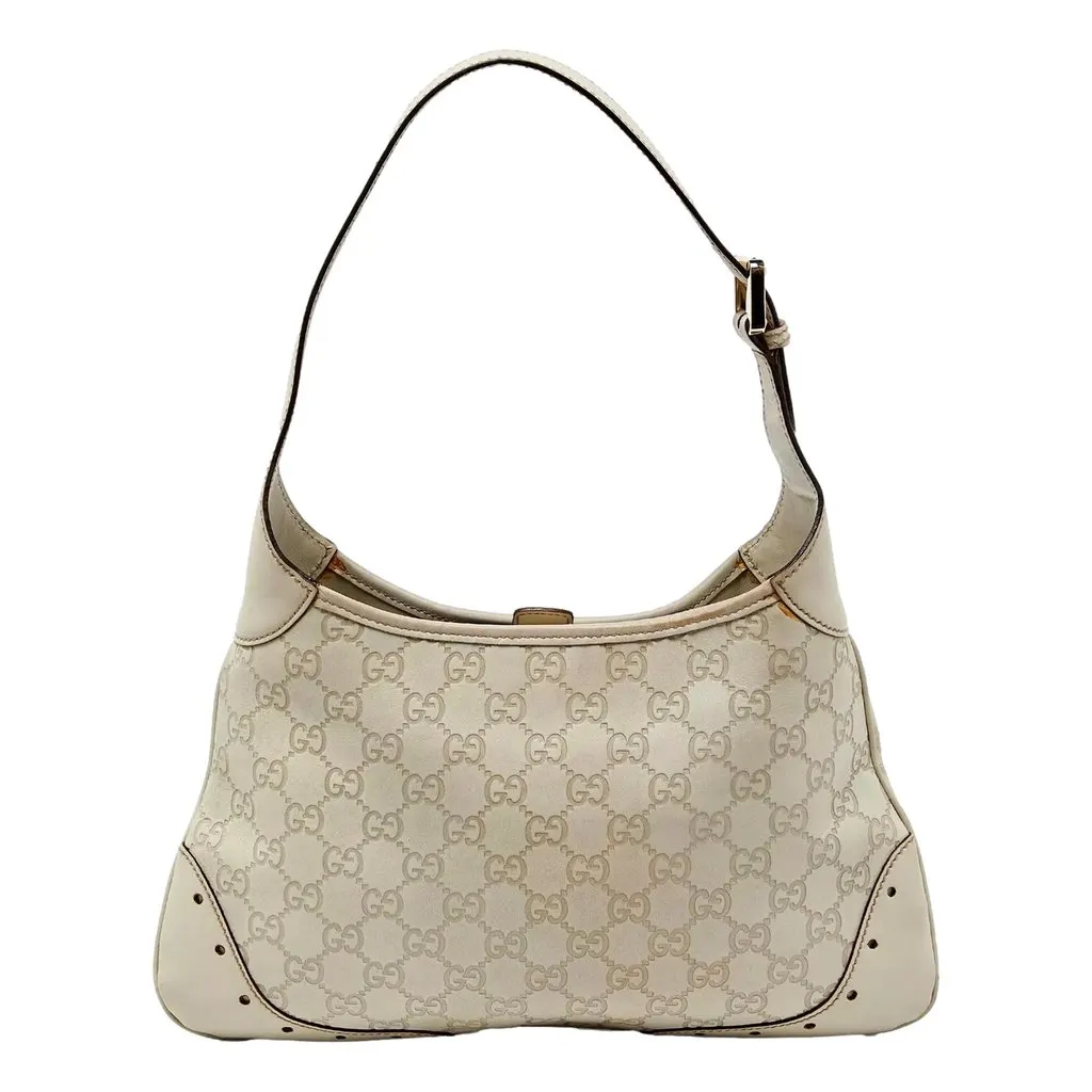 Gucci Guccissima Jackie O Punch Hobo Handbag Logo White Leather Pre-Owned White Leather Good - Inside View
