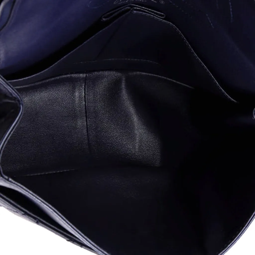 Chanel Reissue 2.55 226 Navy Caviar Leather Quilted Flap Bag Silver Chain Navy Leather Good - Model View