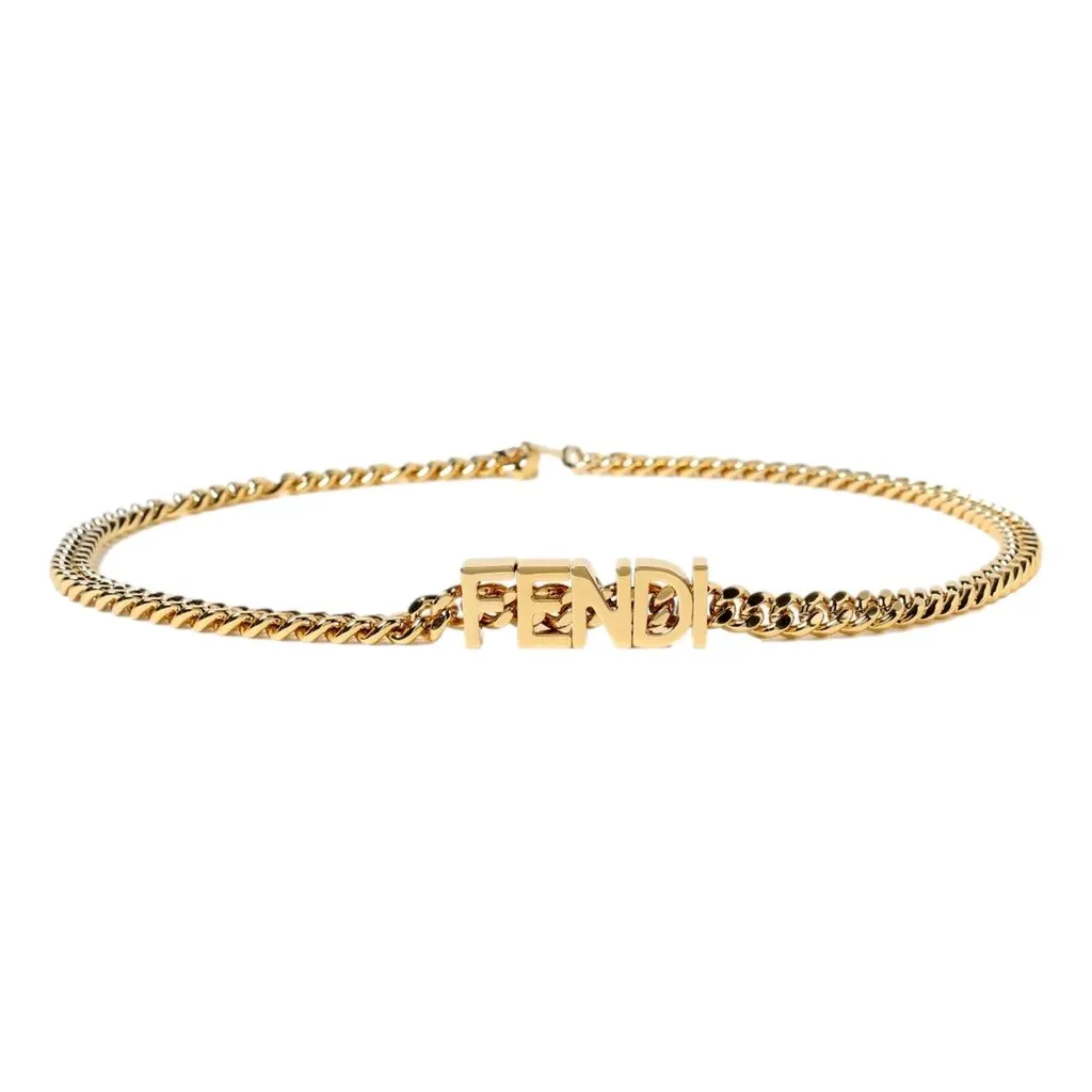 Fendi Lettering Gold Chain Statement Belt Size 65 Gold Never worn - Front View