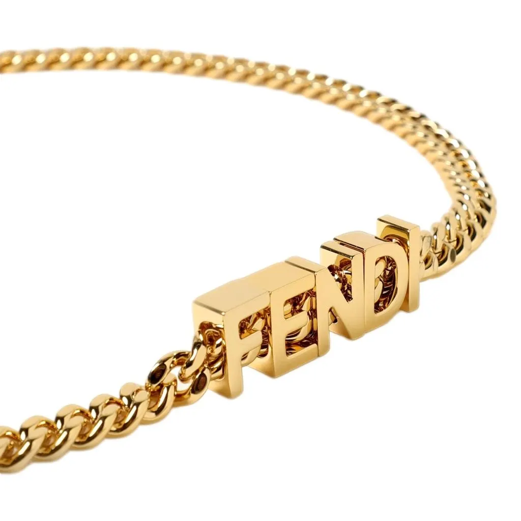 Fendi Lettering Gold Chain Statement Belt Size 65 Gold Never worn - Back View
