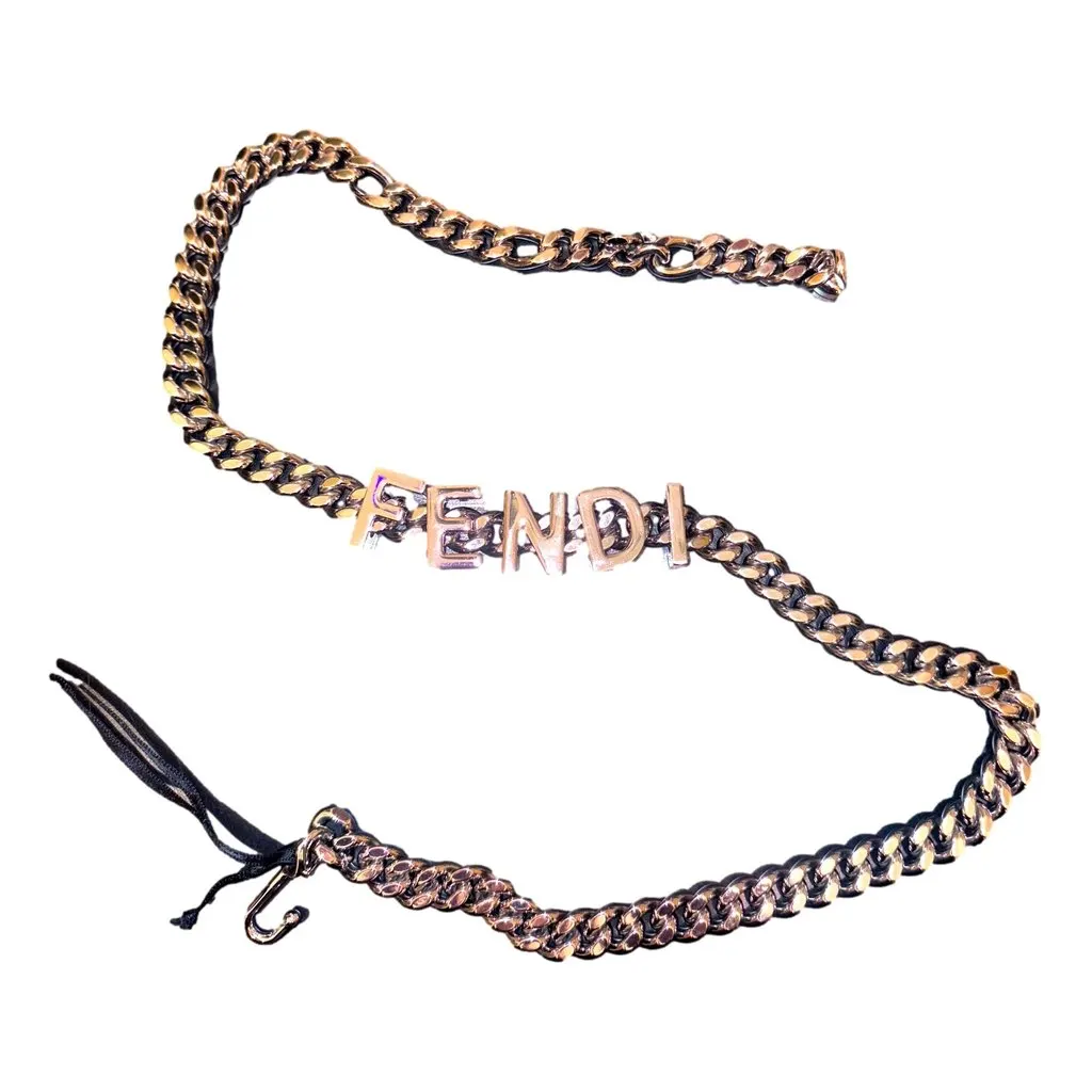 Fendi Lettering Silver Chain Statement Belt Size 65 Grey Never worn - Front View