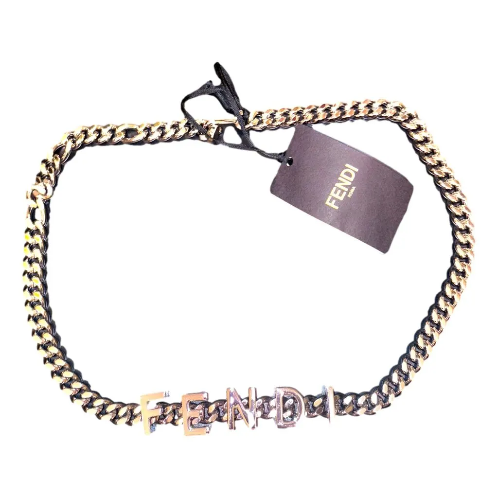 Fendi Lettering Silver Chain Statement Belt Size 65 Grey Never worn - Inside View