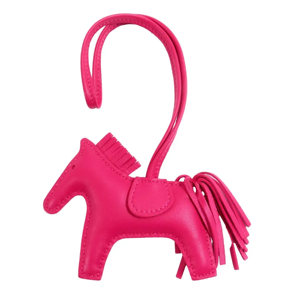 Hermès Rodeo Pink Soft Leather Horse Charm Keychain Pink Leather Good - Front View