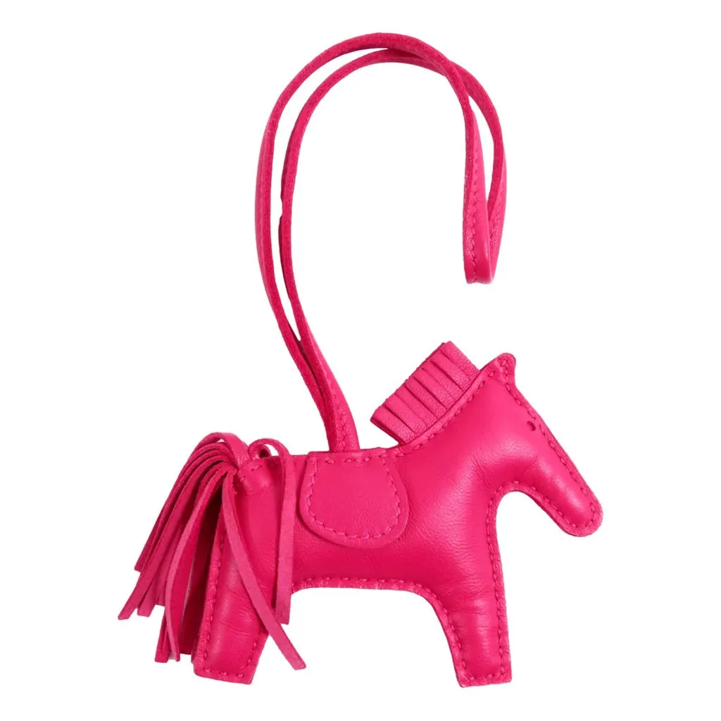 Hermès Rodeo Pink Soft Leather Horse Charm Keychain Pink Leather Good - Back View