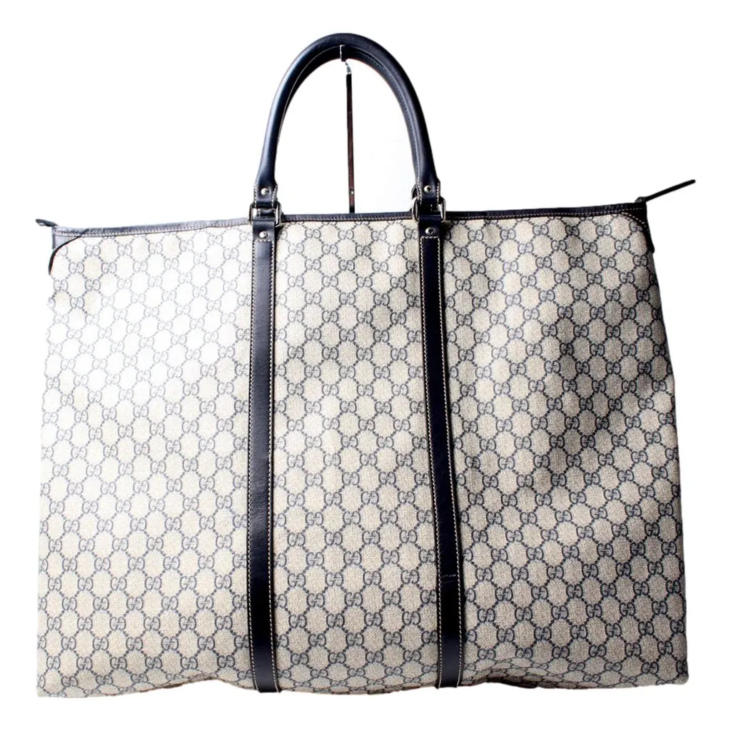 Gucci GG Supreme Coated Canvas Blue Extra Large Joy Tote Overnight Bag Blue Leather Good - Inside View