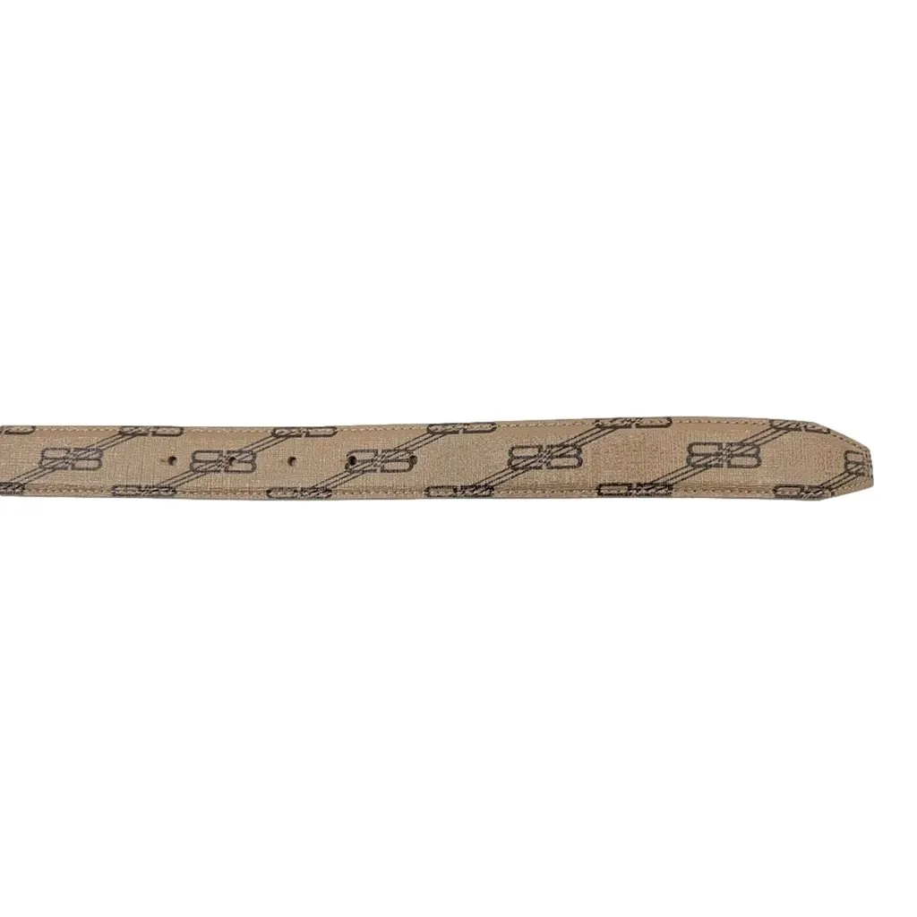 Balenciaga BB Signature Canvas Leather Belt Monogram Beige 75 Brown Leather Good - Inside View