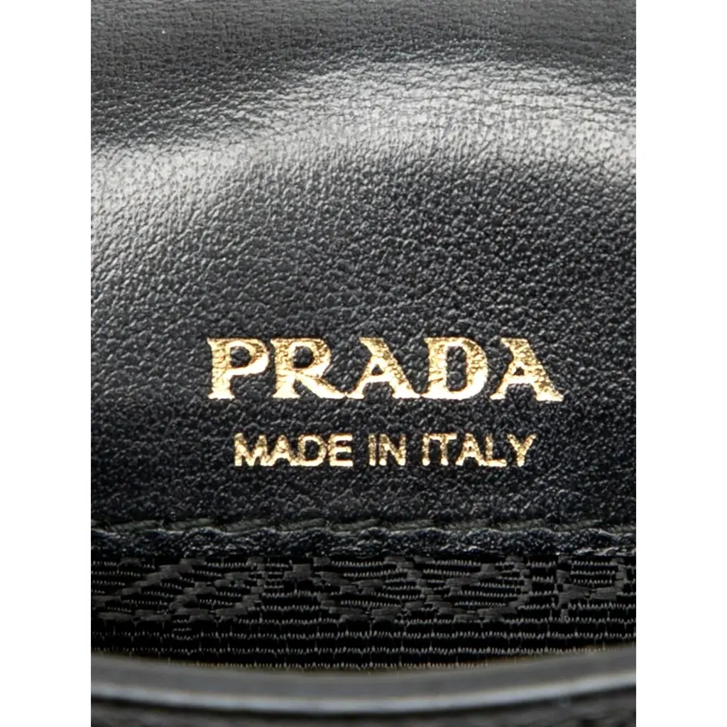 Prada Saffiano Lux Black Top Handle Chain Strap Mini Bag Black Leather Good - Model View