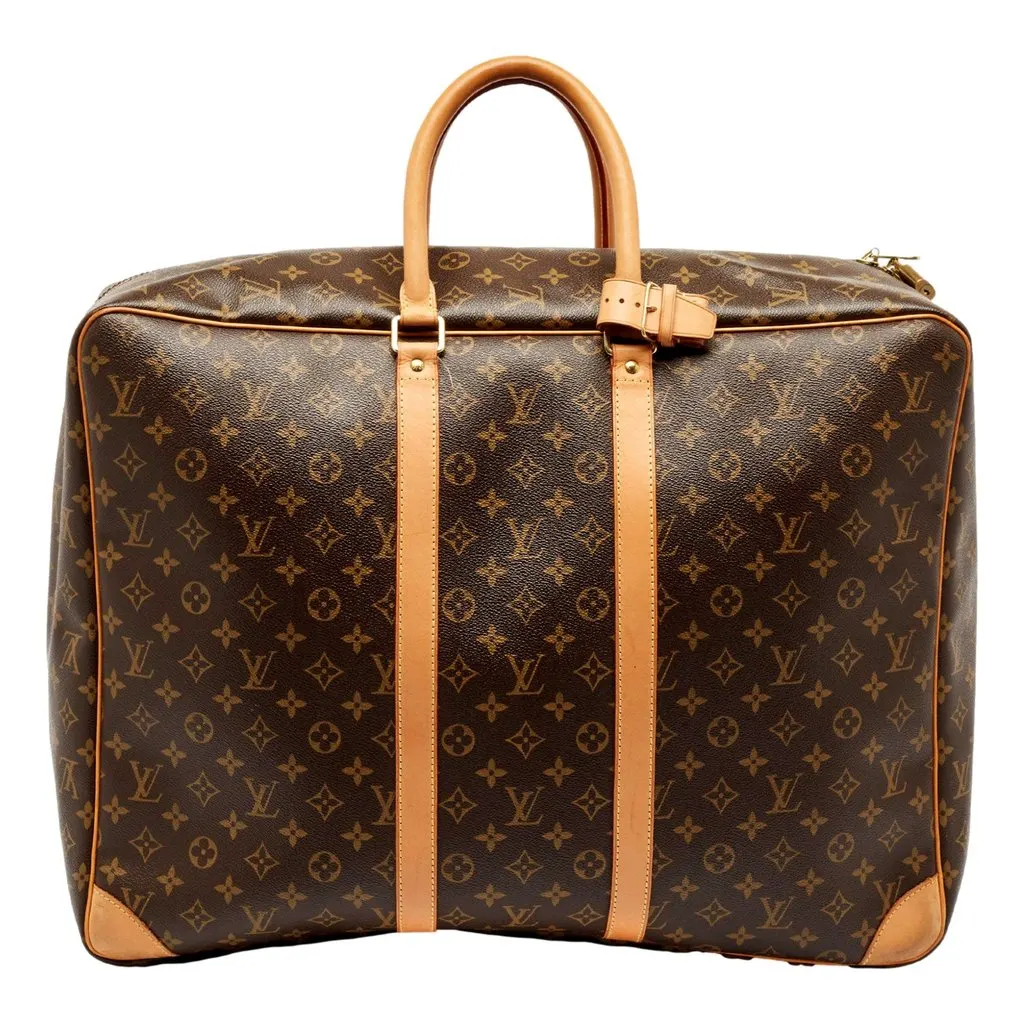 Louis Vuitton Sirius 55 Suitcase Classic Monogram Canvas Leather Travel Bag Brown Leather Good - Front View