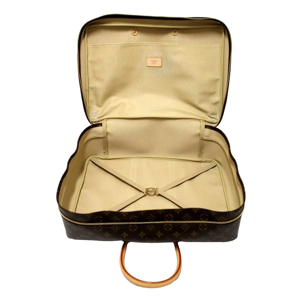 Louis Vuitton Sirius 55 Suitcase Classic Monogram Canvas Leather Travel Bag Brown Leather Good - Back View